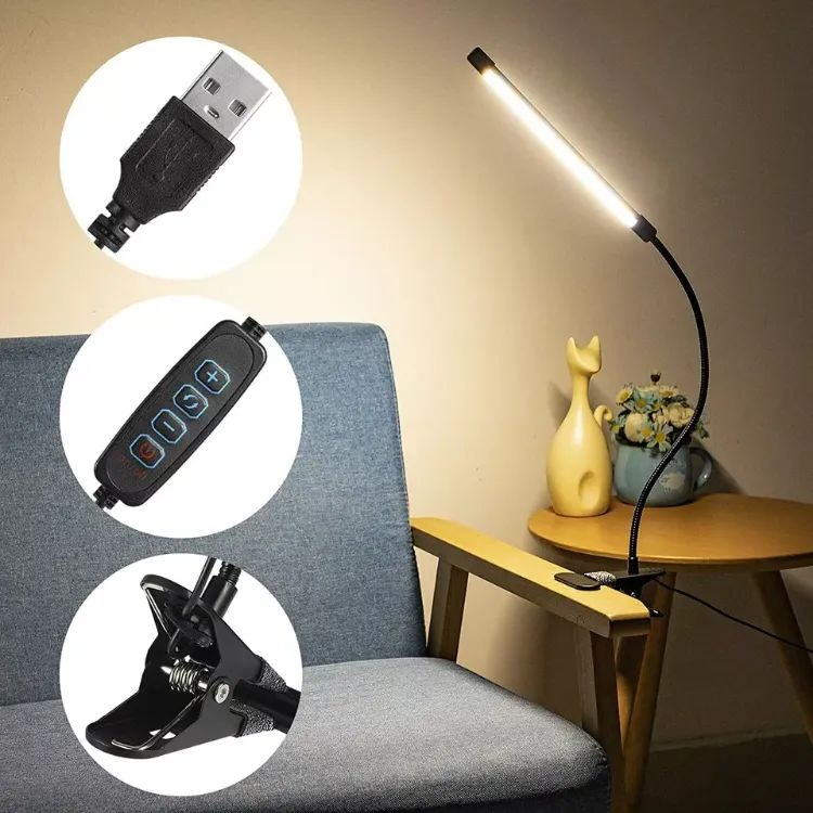 Picture of USB Clip-On Desk Lamp – Flexible LED Reading Light with Clamp for Bedside, Table & Nightstand