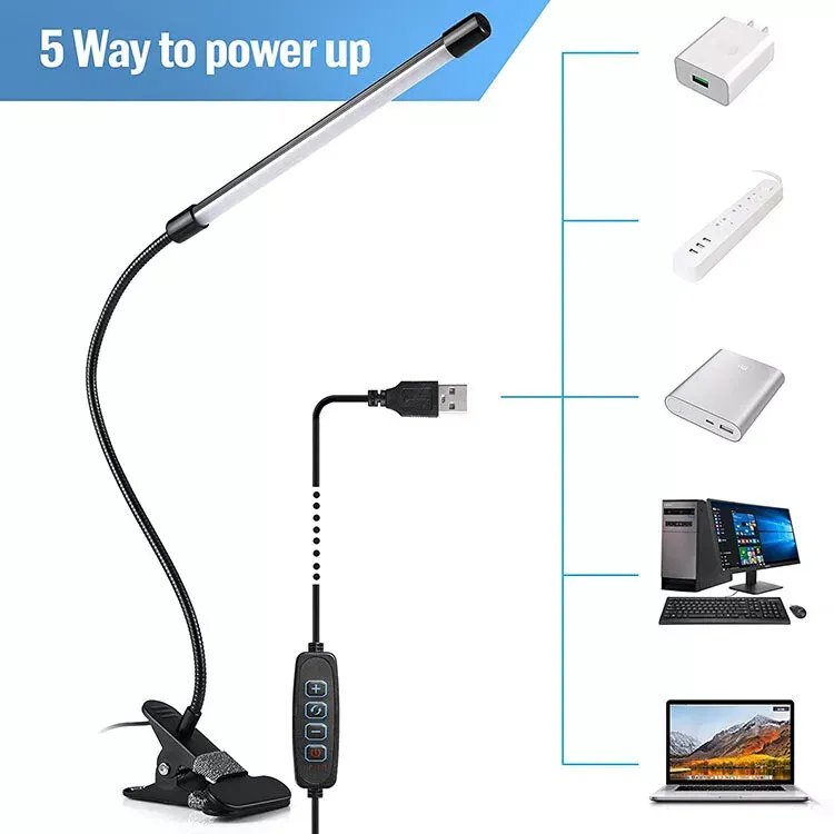 Picture of USB Clip-On Desk Lamp – Flexible LED Reading Light with Clamp for Bedside, Table & Nightstand