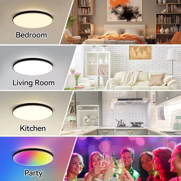 Picture of RGB LED Ceiling Light with Remote Control – Color-Changing Bathroom Lights, Dimmable Ceiling Fixture