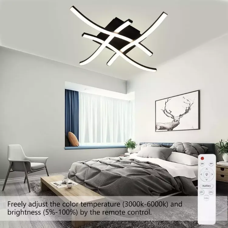 Picture of  Dimmable Ceiling Light with 4 Wave Lighting Design, Modern LED Lamp for Kitchen, Living Room, and Bedroom Décor