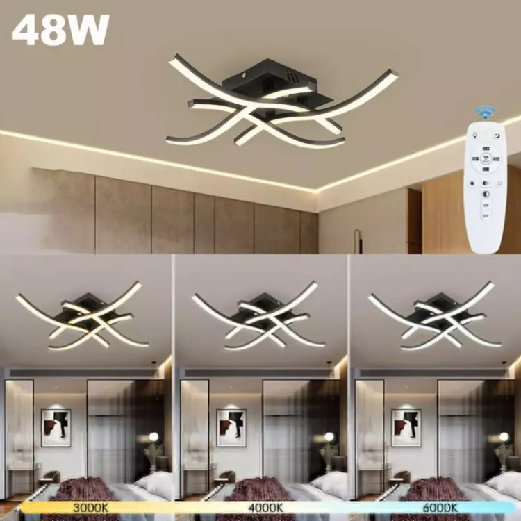 Picture of  Dimmable Ceiling Light with 4 Wave Lighting Design, Modern LED Lamp for Kitchen, Living Room, and Bedroom Décor