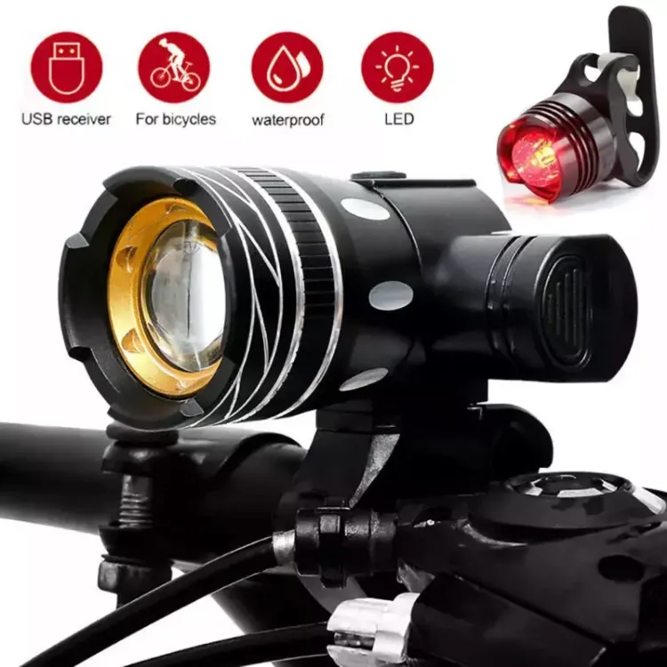 Picture of Rechargeable LED Mountain Bike Light Set, 50,000LM Front & Rear Bicycle Torch