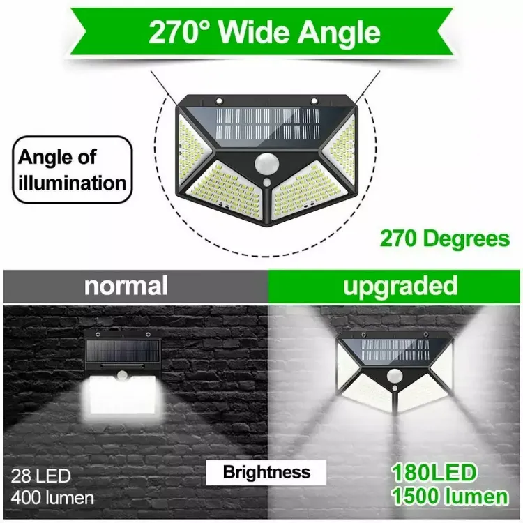 Picture of 4-Pack 100-LED Solar Motion Sensor Wall Lights, Outdoor Garden 