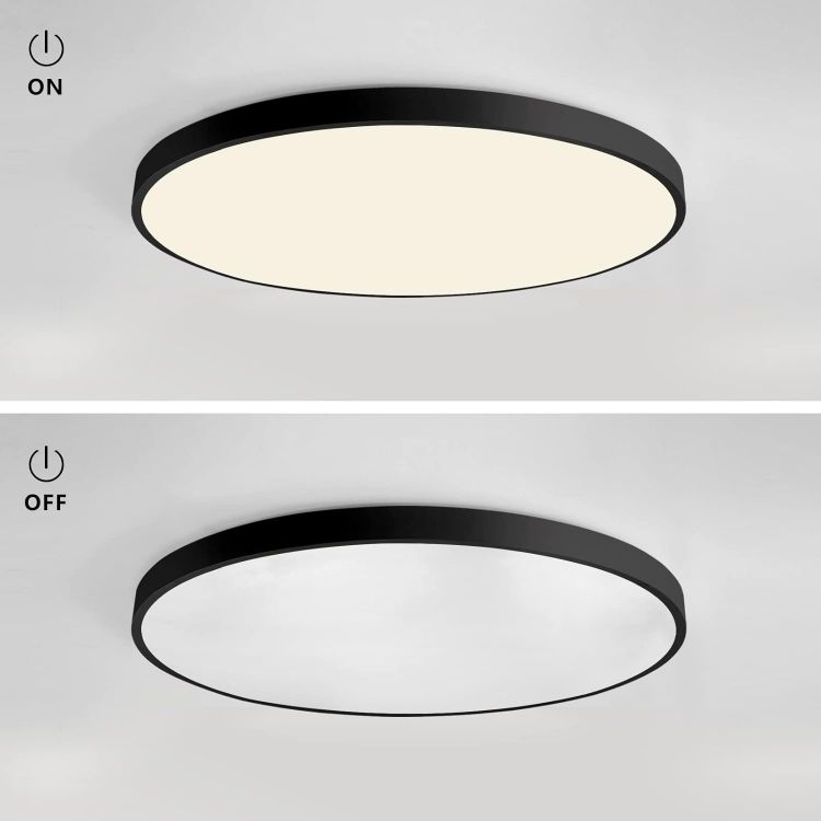 Picture of 40CM 24W Modern Ultra-Thin Black Round LED Ceiling Light, Flush Mount Ceiling Lamp for Bedroom & Kitchen