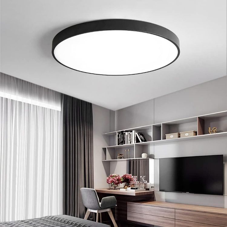 Picture of 40CM 24W Modern Ultra-Thin Black Round LED Ceiling Light, Flush Mount Ceiling Lamp for Bedroom & Kitchen