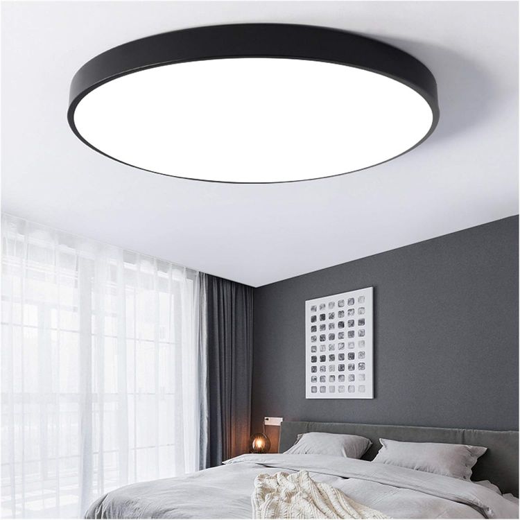 Picture of 40CM 24W Modern Ultra-Thin Black Round LED Ceiling Light, Flush Mount Ceiling Lamp for Bedroom & Kitchen