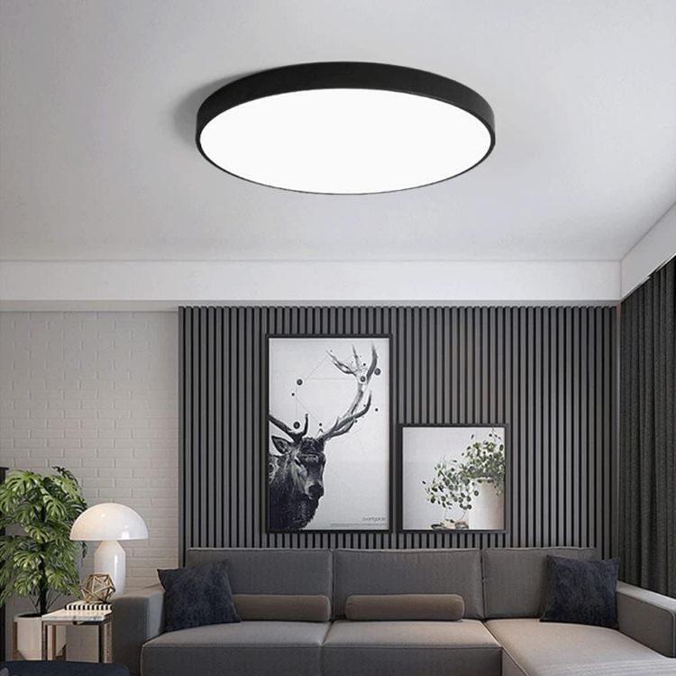 Picture of 40CM 24W Modern Ultra-Thin Black Round LED Ceiling Light, Flush Mount Ceiling Lamp for Bedroom & Kitchen