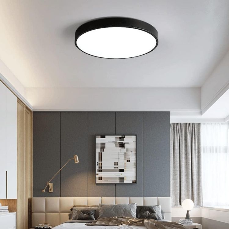 Picture of 40CM 24W Modern Ultra-Thin Black Round LED Ceiling Light, Flush Mount Ceiling Lamp for Bedroom & Kitchen