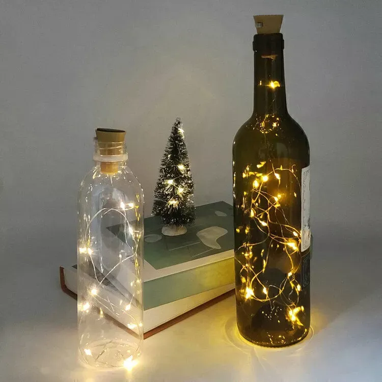 Picture of  LED Copper Wire Bottle String Lights – 20 Warm White Fairy Lights for Wine Cork Decoration