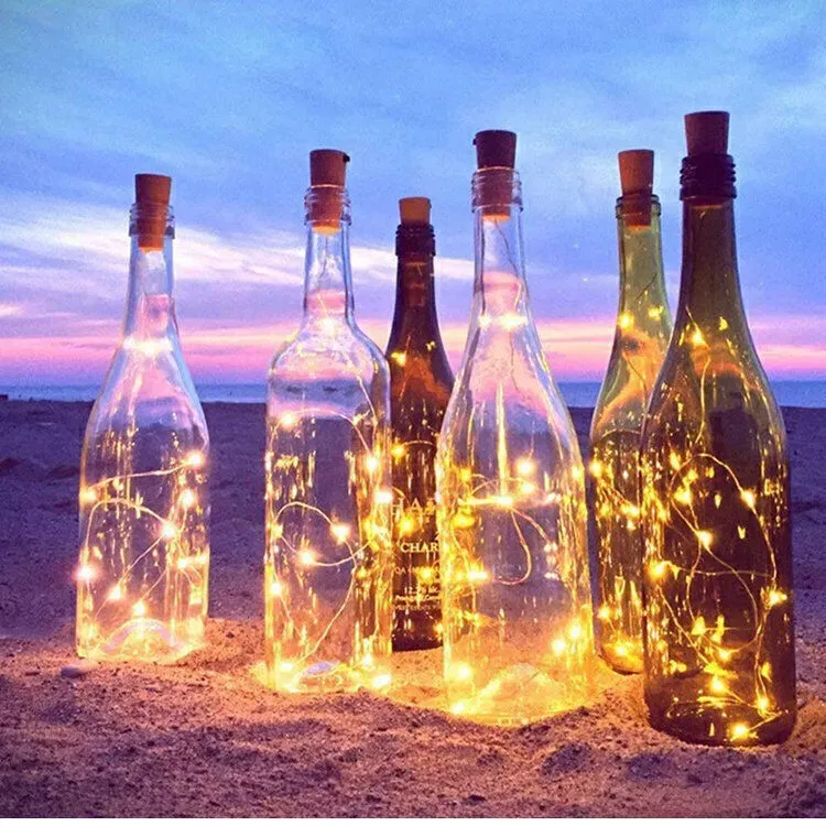 Picture of  LED Copper Wire Bottle String Lights – 20 Warm White Fairy Lights for Wine Cork Decoration