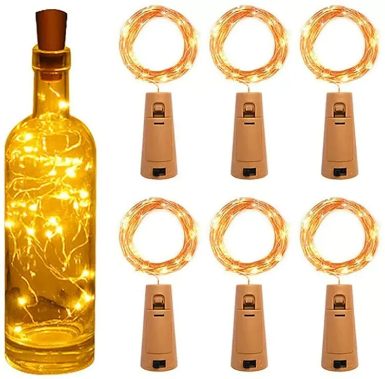 Picture of  LED Copper Wire Bottle String Lights – 20 Warm White Fairy Lights for Wine Cork Decoration