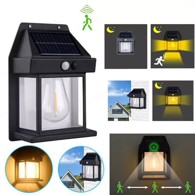 Picture of LED Solar-Powered Motion Sensor Tungsten Wall Light – Outdoor Garden Security Lamp