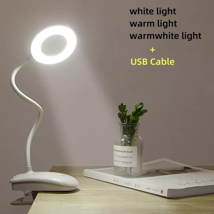 Picture of LED Rechargeable Clip-On Desk Lamp Flexible Clamp Light for Reading, Table & Night Use USB Powered