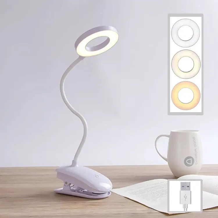 Picture of LED Rechargeable Clip-On Desk Lamp Flexible Clamp Light for Reading, Table & Night Use USB Powered