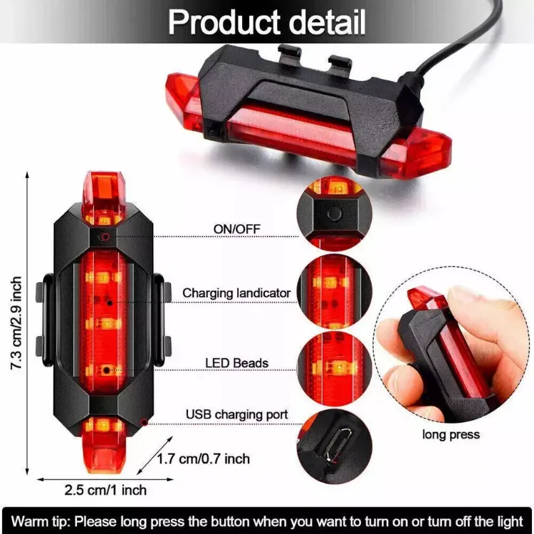 Picture of USB Rechargeable LED Bike Light Set , Front & Rear Bicycle Headlight 