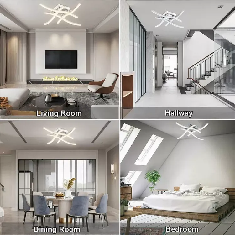 Picture of Modern Dimmable LED Ceiling Light – 4-Wave Pendant Lamp for Living Room & Bedroom