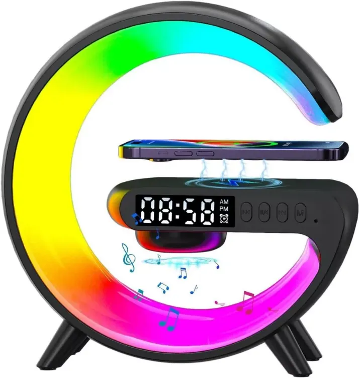 Picture of Smart LED Lamp with Bluetooth Speaker, Wireless Charger, RGB Mood Light & Alarm Clock