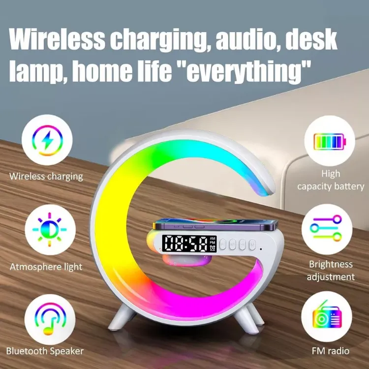 Picture of Smart LED Lamp with Bluetooth Speaker, Wireless Charger, RGB Mood Light & Alarm Clock