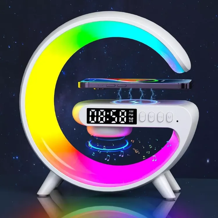 Picture of Smart LED Lamp with Bluetooth Speaker, Wireless Charger, RGB Mood Light & Alarm Clock