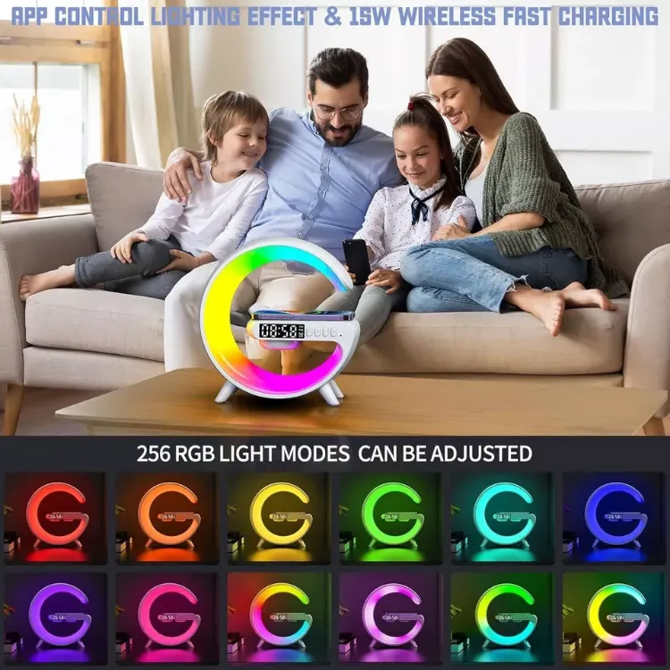 Picture of Smart LED Lamp with Bluetooth Speaker, Wireless Charger, RGB Mood Light & Alarm Clock