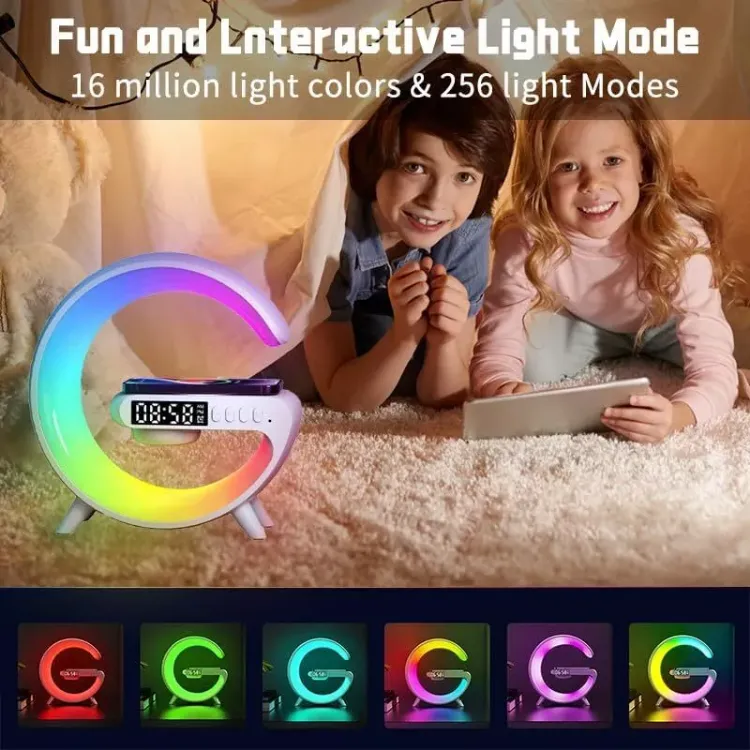 Picture of Smart LED Lamp with Bluetooth Speaker, Wireless Charger, RGB Mood Light & Alarm Clock