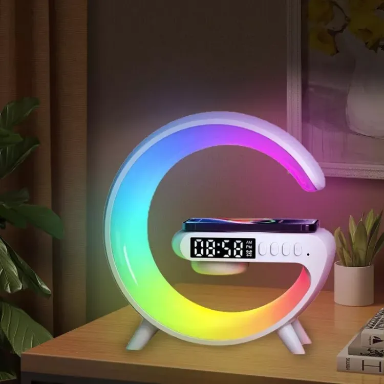 Picture of Smart LED Lamp with Bluetooth Speaker, Wireless Charger, RGB Mood Light & Alarm Clock