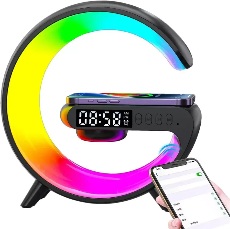 Picture of Smart LED Lamp with Bluetooth Speaker, Wireless Charger, RGB Mood Light & Alarm Clock