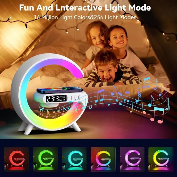 Picture of Smart LED Lamp with Bluetooth Speaker, Wireless Charger, RGB Mood Light & Alarm Clock