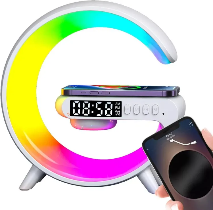 Picture of Smart LED Lamp with Bluetooth Speaker, Wireless Charger, RGB Mood Light & Alarm Clock