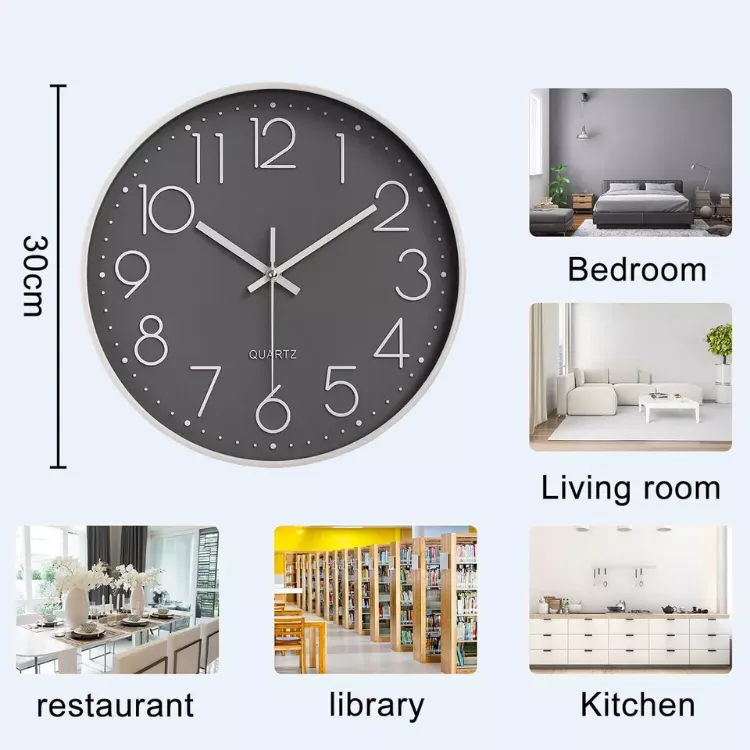 Picture of Modern Round Silent Wall Clock – Non-Ticking Minimalist Design for Study, Bedroom & Living Room