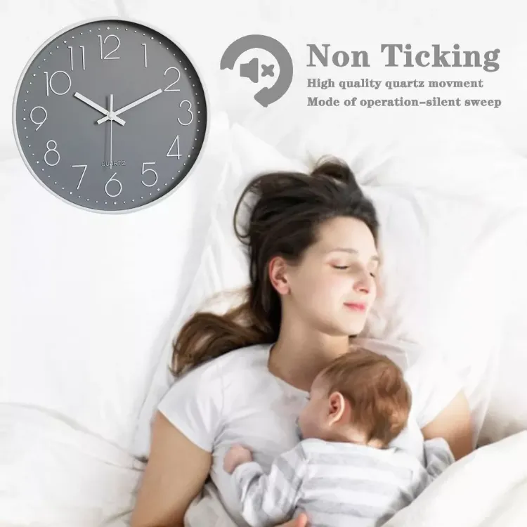 Picture of Modern Round Silent Wall Clock – Non-Ticking Minimalist Design for Study, Bedroom & Living Room