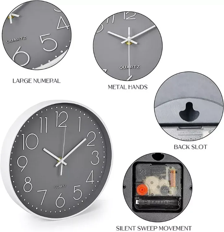 Picture of Modern Round Silent Wall Clock – Non-Ticking Minimalist Design for Study, Bedroom & Living Room