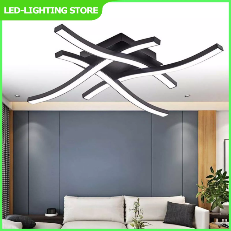 Picture of Sleek and Stylish Dimmable Ceiling Light Fixture with 4 Wave Lighting Elements - Perfect for Enhancing Modern Kitchens, Living Rooms, and Bedrooms 