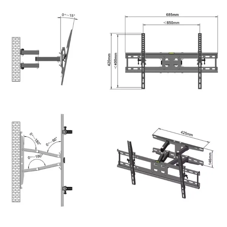 Picture of Heavy-Duty Full Motion TV Wall Mount Dual Arm Cantilever Bracket for 32”-70” Screens