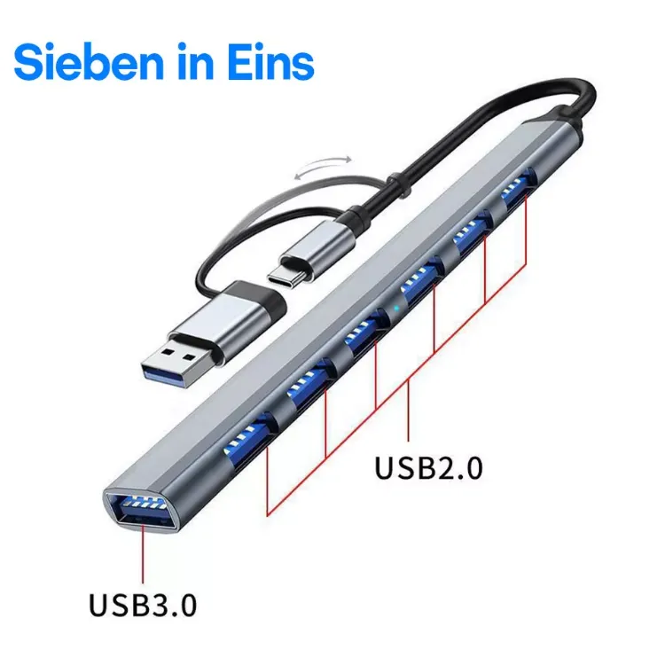 Picture of USB Hub Dock Multi-Port USB Type-C Splitter  4/7 Ports Adapter for Laptop, MacBook & PC