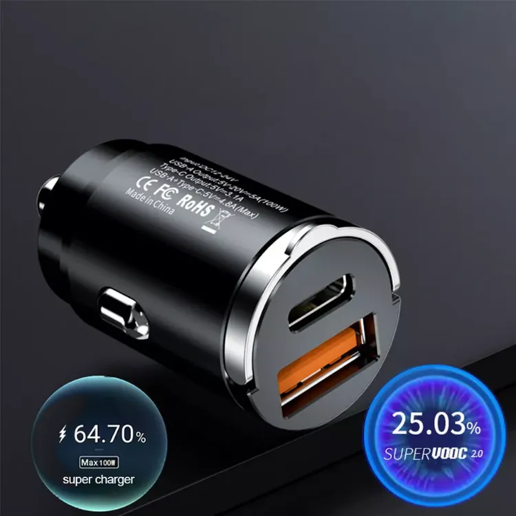 Picture of Fast Car Charger Dual USB & Type-C Adapter for iPhone, Samsung & Universal Devices