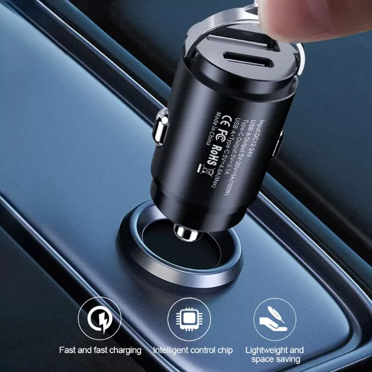 Picture of Fast Car Charger Dual USB & Type-C Adapter for iPhone, Samsung & Universal Devices