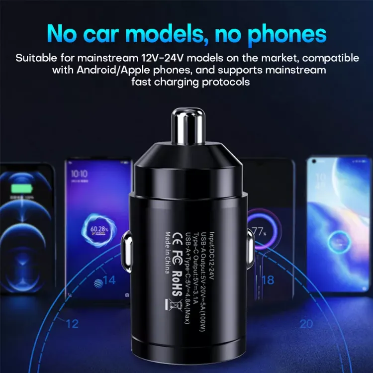 Picture of Fast Car Charger Dual USB & Type-C Adapter for iPhone, Samsung & Universal Devices