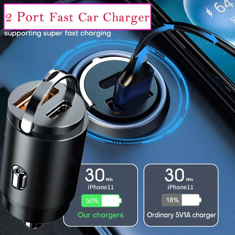 Picture of Fast Car Charger Dual USB & Type-C Adapter for iPhone, Samsung & Universal Devices