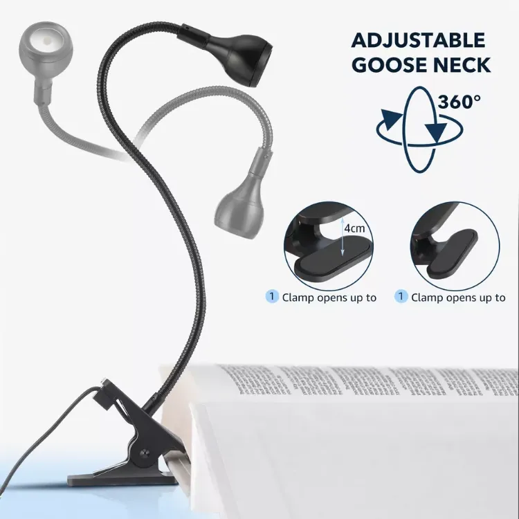 Picture of USB Clip-On LED Desk Lamp – Flexible Clamp Reading Light for Bedside, Table & Office