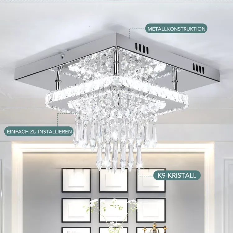 Picture of 30CM Modern LED Crystal Ceiling Light – Square Minimalist Lamp for Living Room & Bedroom-