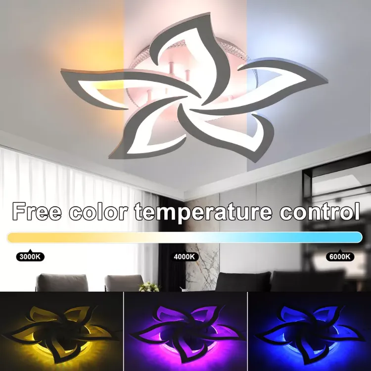 Picture of Modern LED Chandelier – White Frame Ceiling Light with RGB Backlight & Smart Control