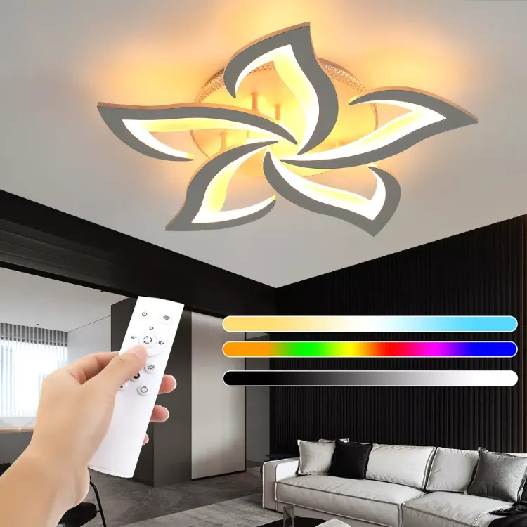 Picture of Modern LED Chandelier – White Frame Ceiling Light with RGB Backlight & Smart Control