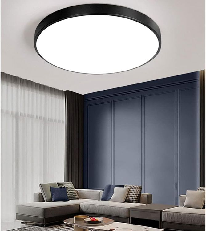 Picture of 60cm 48W Black Round LED Ceiling Light – Modern Surface Mount Indoor Lighting