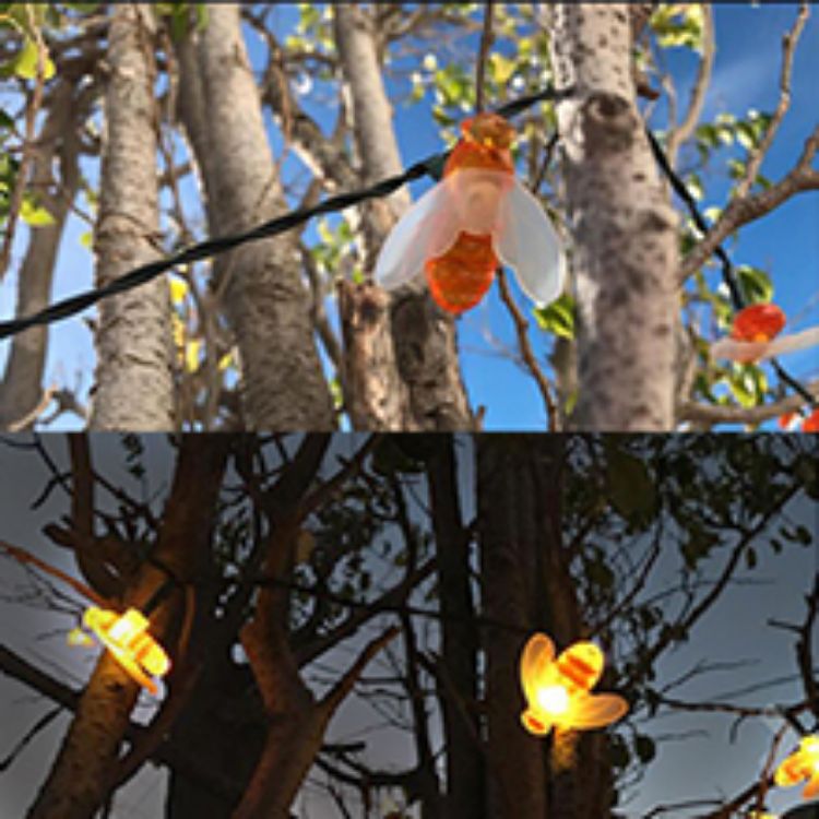 Picture of Honey Bee Solar Fairy String  Garden Lights Waterproof Outdoor/Indoor Garden Lighting for Flower Fence (Warm white)