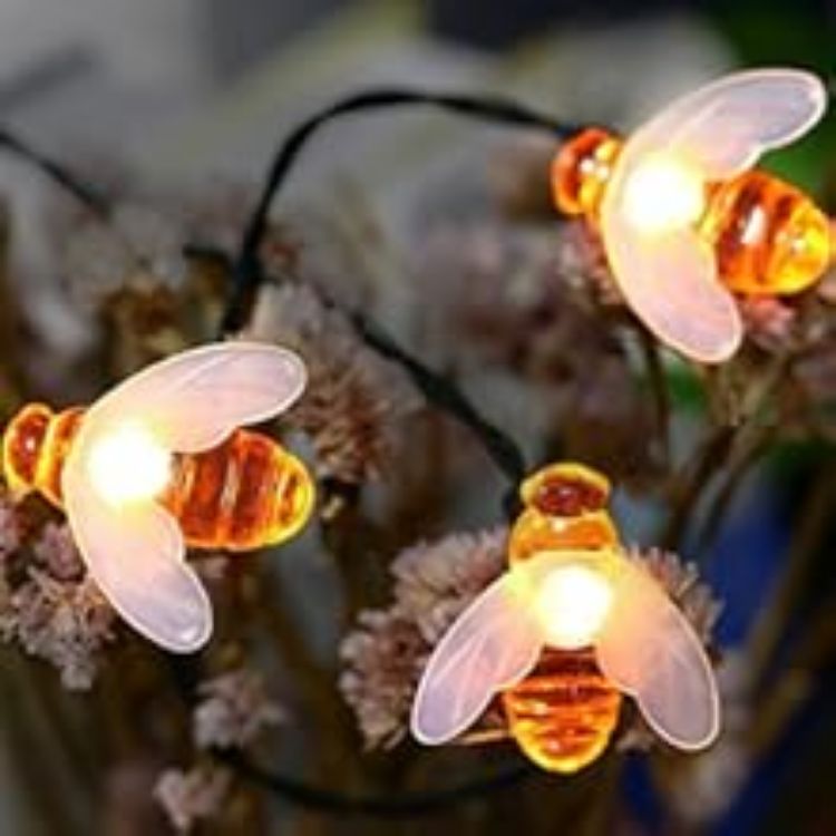 Picture of Honey Bee Solar Fairy String  Garden Lights Waterproof Outdoor/Indoor Garden Lighting for Flower Fence (Warm white)