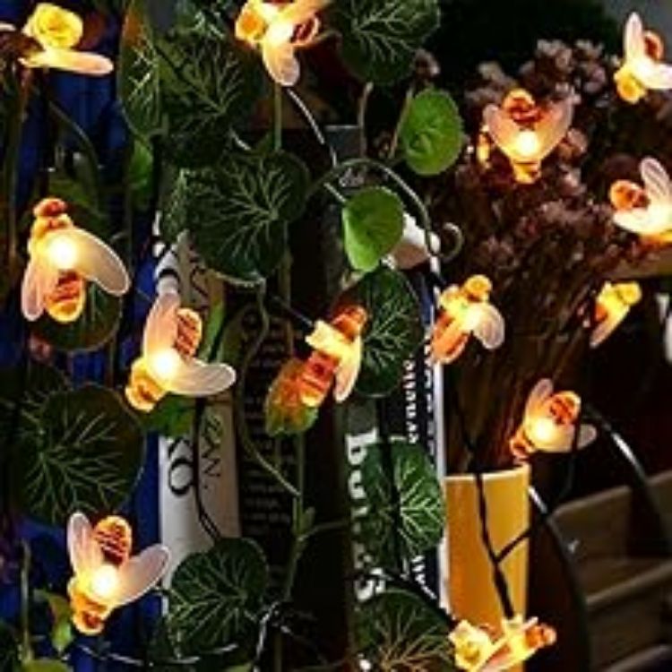 Picture of Honey Bee Solar Fairy String  Garden Lights Waterproof Outdoor/Indoor Garden Lighting for Flower Fence (Warm white)