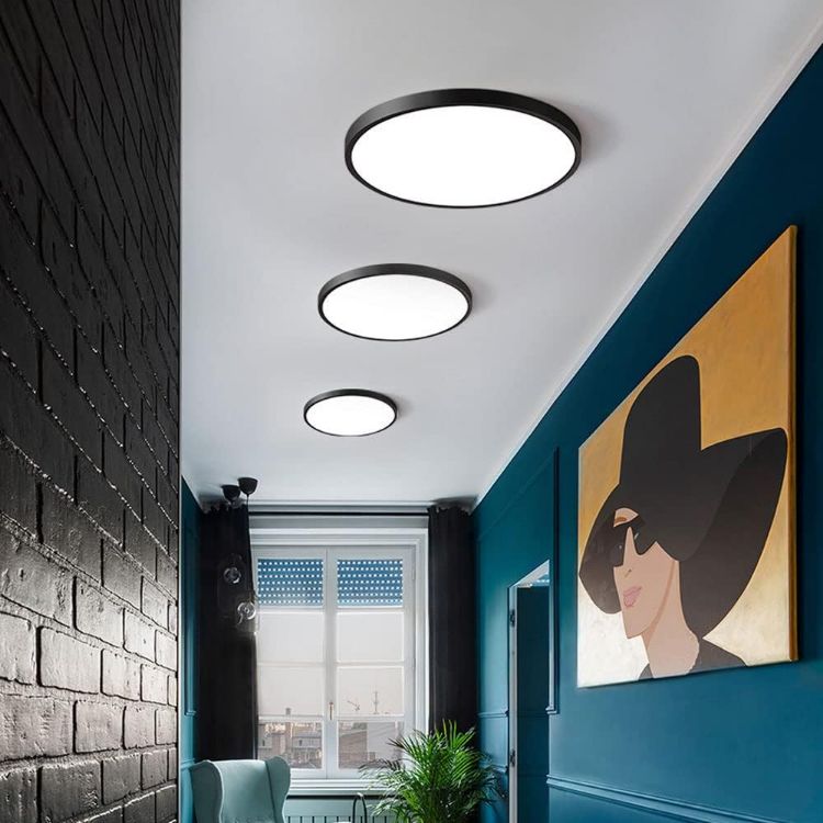 Picture of 36W Ultra-Thin LED Ceiling Light – Modern Black Flush Mount Fixture for Bedroom & Kitchen