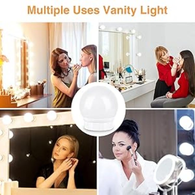 Picture of Vanity Lights for DIY Hollywood Mirror, LED Strip Lights Kit with Touch Sensor Dimmer Switch and Power Adaptor, 10 Bulbs