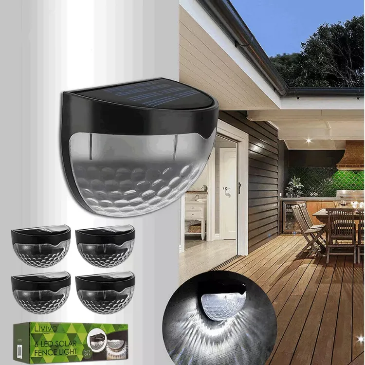 Picture of 4-Pack Super Bright Solar Powered LED Wall Lights Outdoor Garden Fence & Door Lamps